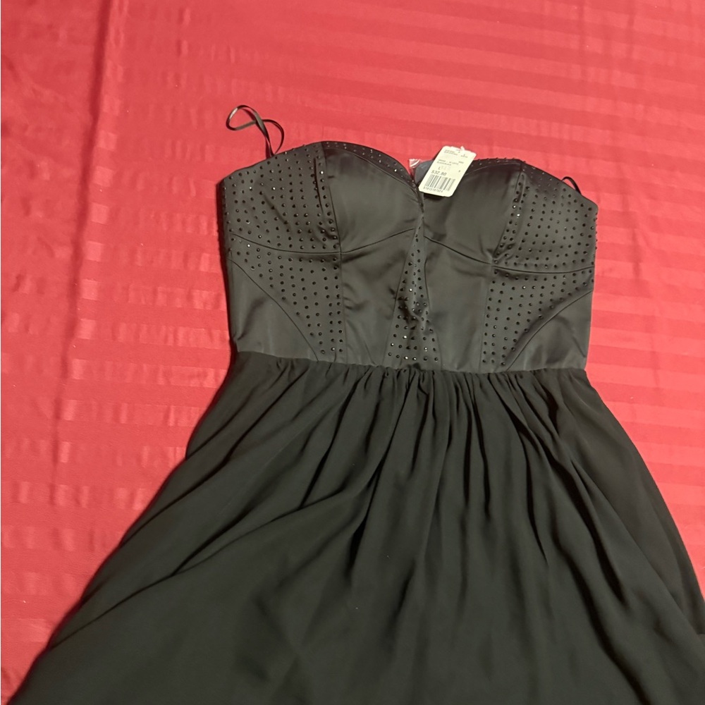 New Black Strapless High Low Babydoll Dress